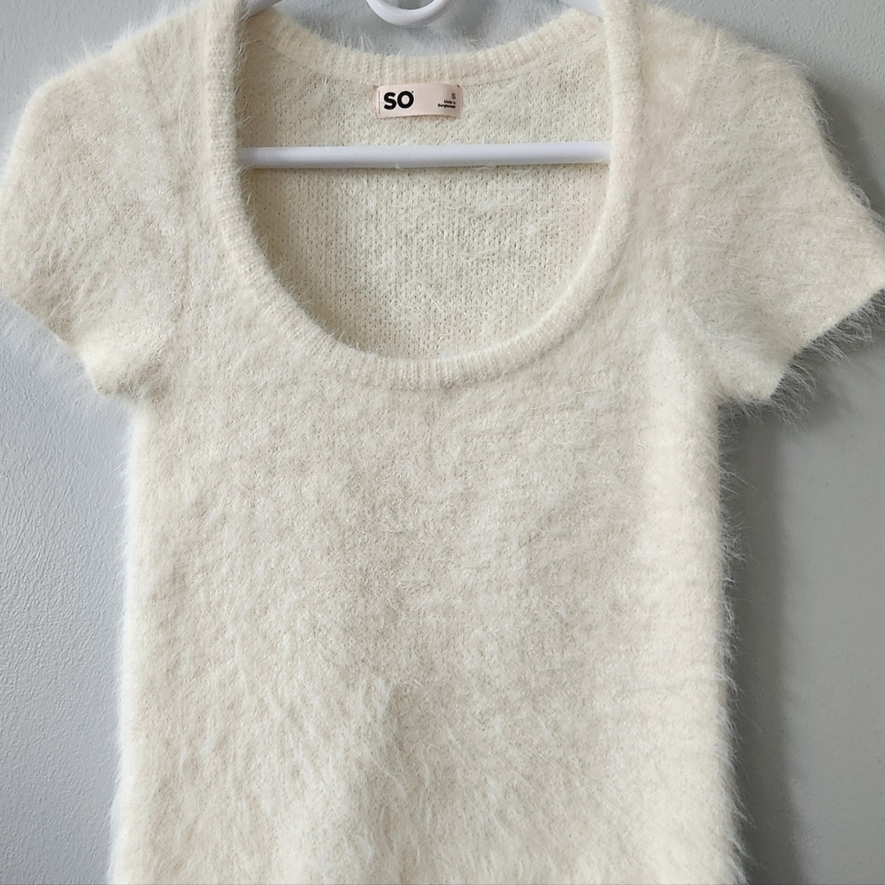 SO Cozy Cream Furry Top - Feels Like Angora But Is 92% Nylon -8% Rayon-Very Soft